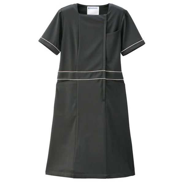 Nursley Active Stretch Neo Low Waist Dress White Coat Beauty Reception Uniform Women's Medical Nursing, charcoal gray