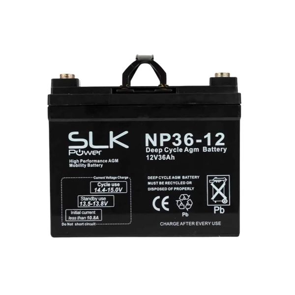 SLK Power Mobility Scooter AGM Battery 1 x 12v 36ah Quality and Performance, Reliable and Long Lasting Replacement Batteries for Electric Scooters and Wheelchairs