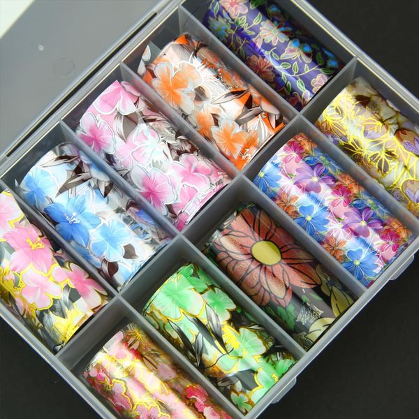 Transfer foil set in practical box - flower power