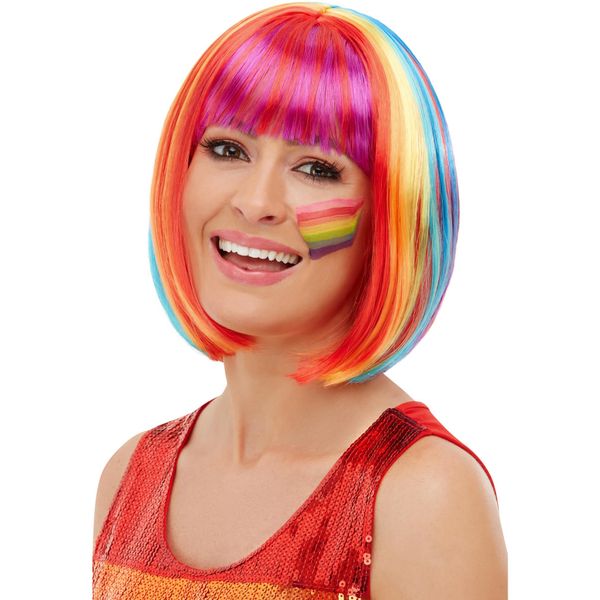 Smiffys Rainbow Bob Wig Multicoloured
