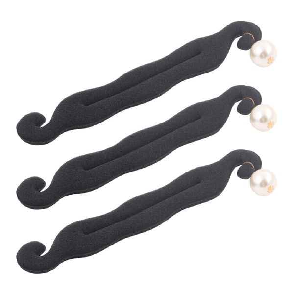 3 Stück Hair Bun Maker Upgraded Haarhalter Schwamm Clips Haar Styling Donut Brötchen Haar Twist Lockenwickler Donut Tools,(Schwarz)