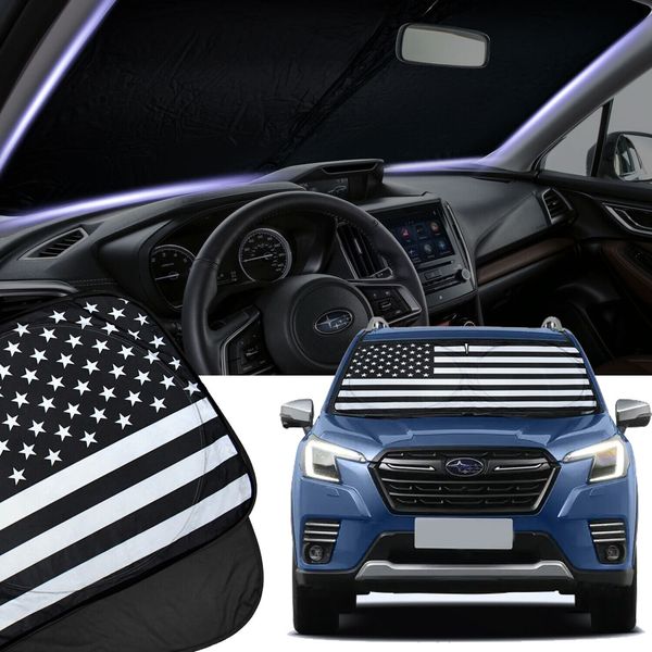 For Subaru Ascent Outback Large US Flag Windshield Sun Shade Shield Cover Visor