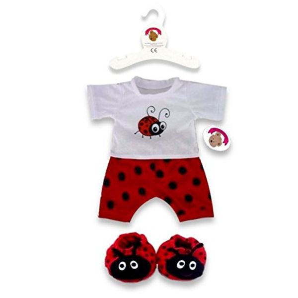 Build Your Bears Wardrobe Teddy Bear Clothes fits Build a Bear Teddies Bug PJ's & Slippers (Red)