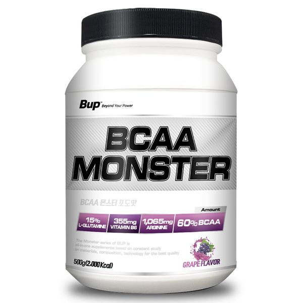 BUP BCAA Monster Grape Flavor Amino Acid Health Supplement BCAA, 500g, 1ea