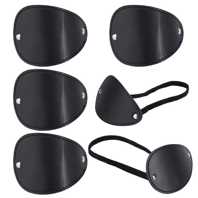 GORGECRAFT 4Pcs Eye Patches Pirate Costume Accessories Imitation Leather Single Eye 3D Adjustable Medical Eyepatch Pirate Style One-Eyed Patch for Adults, Black