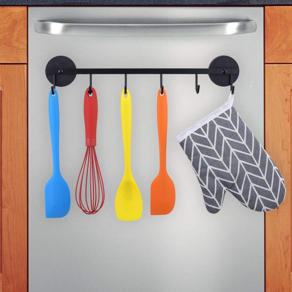 LEVOSHUA 6 Hooks Magnetic Utensil Holder Untensil Rack Tool Hanger Organizer for Refrigerator, Metal Cabinet, Metal Stove, Grill, BBQ