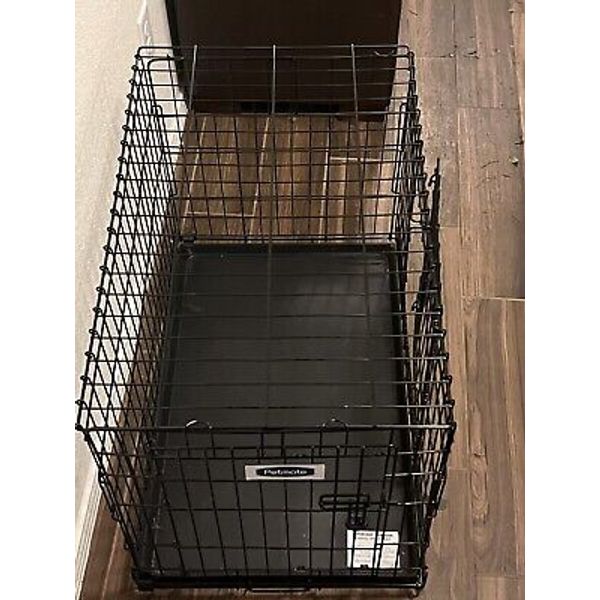 30" x 19" x 23" Folding Medium Wire Steel Dog Kennel Pet Cage Carrier w/ ABS Pan