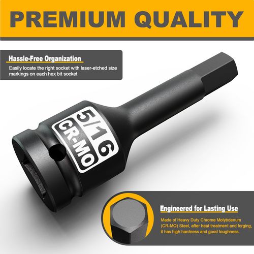 Aiourx 1/2" Drive Hex Bit SAE Socket H5/16 Inch, Allen Bit Socket, Premium Cr-Mo Steel, for Removing Loosening Hexagon Bolts