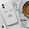 Tirita Personalised Initials Custom Hard Phone Case Cover Compatible with iPhone 12 Mini Eyelashes and Lips Pouting White