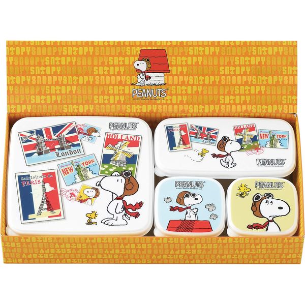 Tamahashi SN-303 Flying Ace Snoopy Seal Container, Set of 4