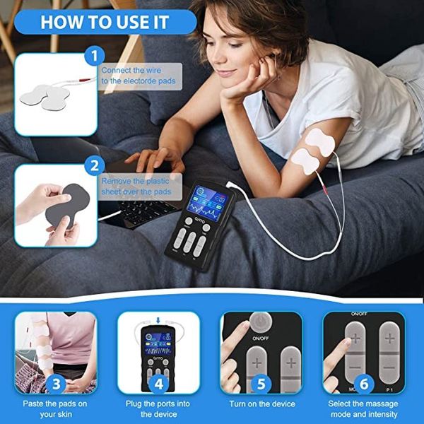 TENS Unit Muscle Stimulator Rechargeable Pulse Massager Device 25 Massage Modes