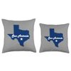 San Antonio Texas Lone Star State Map Navy Blue Texan Throw Pillow