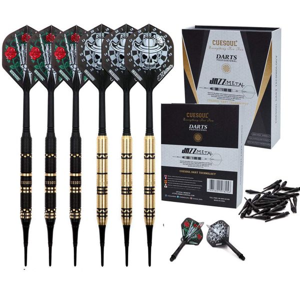 CUESOUL Jazz - Soft Tip Darts Set 19 Grams with 6pcs AK5 Plastic Integrated Flights & 36pcs Plastic Tips for Electronic Dart Board