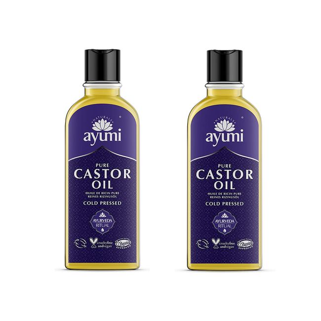 Ayumi Pure Castor Oil, Rich in Fatty Acids to Protect the Skin & Nourish the Hair, Seals in Skin Hydration & Moisture to Leave Skin Feeling Protected - 2 x 150ml