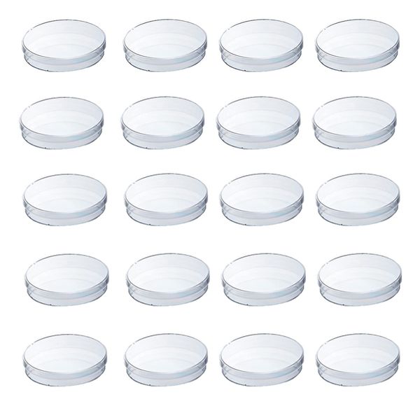 ST TS Charle Petri Plates, Set of 20, Laboratory Supplies, Plastic Lids, Disposable Clear Potting Dishes, Experiments (3.5 inches (90 mm)