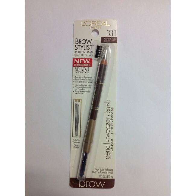 L'Oreal Brow Stylist Professional 3-in-1 Brow Tool // Medium dark Brown #331 NEW