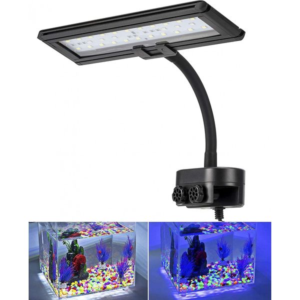 Hygger 14 Inches Blue White LED Aquarium Light 45 Leds, 21 watt, Blue,white