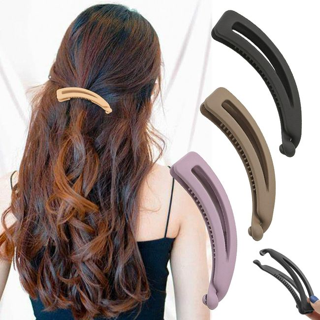 4-Teiliges Set Von Pferdeschwanz Haarspangen, Bunte Bananen Haarspangen Mit Zähnen Und Anti-Rutsch, Retro Dickes Haar Französisch Gebogene Pferdeschwanz Clips Geeignet Für Frauen Und Mädchen