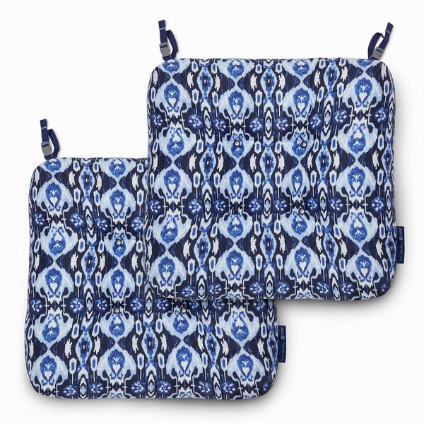 Classic Accessories for Vera Bradley Water-Resistant Patio Chair Cushions, 19 x 19 x 5 Inch, 2 Pack, Ikat Island, Chair Seat Cushions