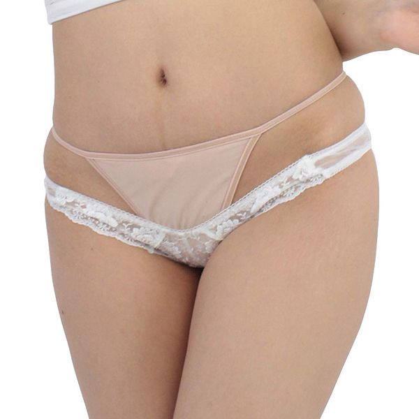 Ultra Thin Lace Embroidery Low Rise Tiny Half Back White