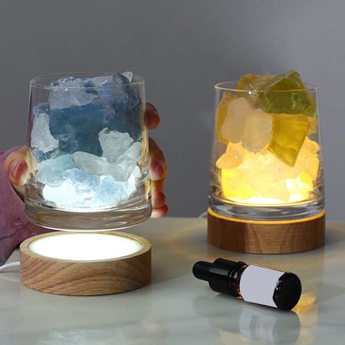 YUYAKESHI Aroma Lamp Bedside Aroma Light Natural Crystal Crystal Light Sleep Light Mixed Crystal Stone for Aroma Air Purification Lamp Base (Citrine)