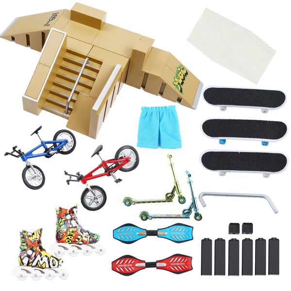 PLSOPPKG Skate Park Kit Ramp Parts for Finger Skateboard Park Kit Part Training Props with Finger Skateboards Finger Bikes Skates and Scooters and More(5 Parts)