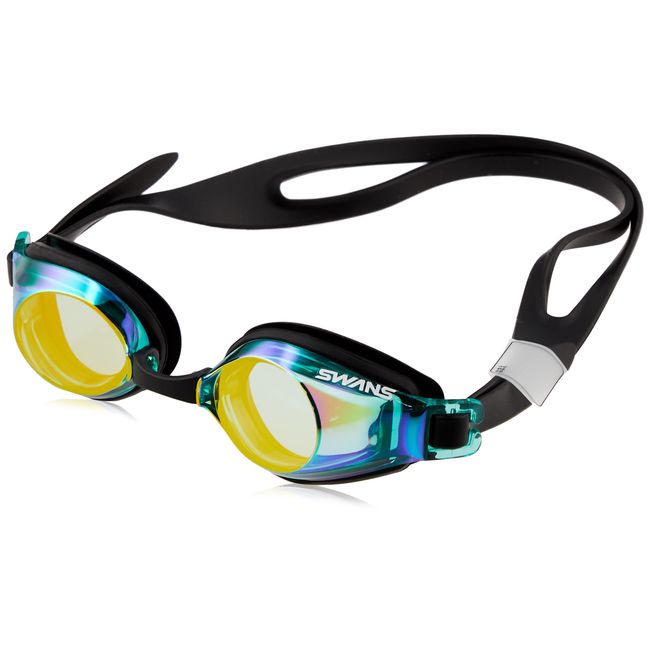 SWANS SJ-24M G/OR Swimming Goggles, Made in Japan, Green x Flash Orange Mirror, For Kids 6 to 12 Years Old, Mirror Lens