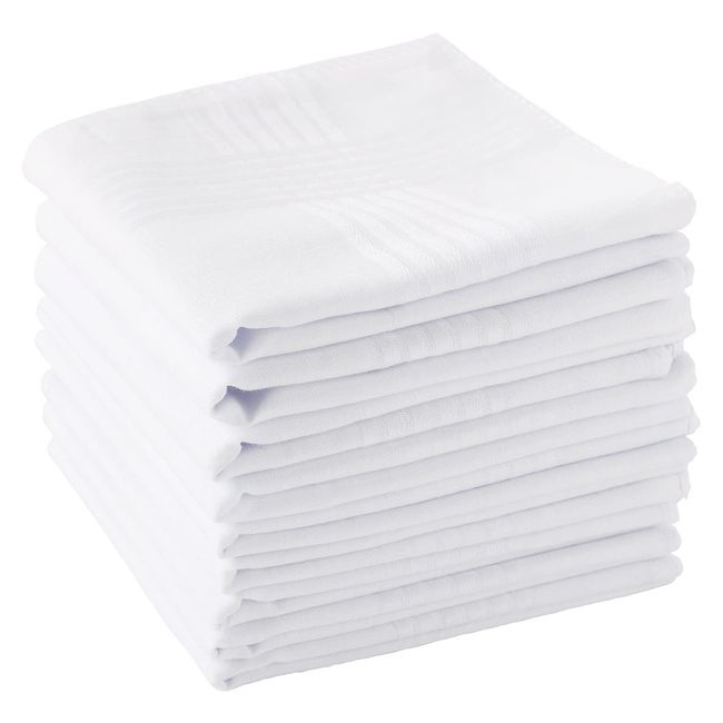 Scotamalone Men's Handkerchiefs 100% Soft Cotton White Hankie Hankerchieves