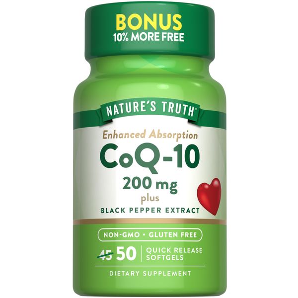 Nature'S Truth Enhanced Absorption Coq10 200 Mg Plus Black Pepper Extract, 50 Count