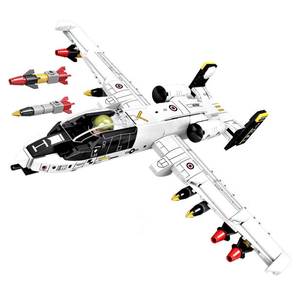 FANTASY&Co. A-10Attack Plane, Thunderbolt II,Warthog, Model Airplane Set, Plane Fun for Collectors and Kids Ages 6+ Years Old, Military Airplane Gift,Compatible with Lego Planes Model