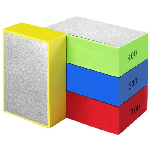 Tiutgen 4 Pcs Diamond Hand Polishing Pads, Diamond Sanding Block Diamond Polishing Pads for Sanding Concrete Glass Stone Granite Marble Ceramic Tile Glass Grinding Trimming 60# 100# 200# 400#