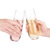 Final Touch Curved Stemless Champagne Flutes Set of 2 Glasses & Safe Pop Opener, Handmade, 10 Oz for Sparkling Wine, Mimosa Prosecco, Ideal for Gifting and Housewarming