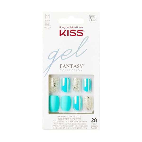 KISS Glam Fantasy Collection, Trampoline, Special FX Gel Nails, Includes 28 False Nails, Nail Glue, Nail File, and Manicure Stick