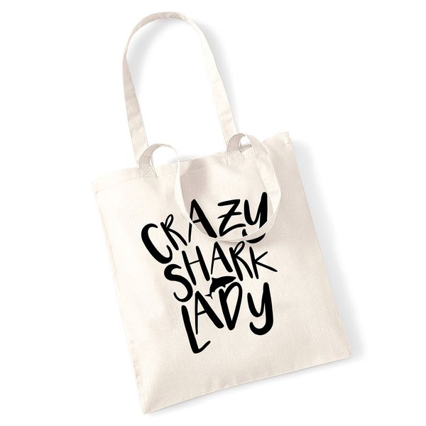 Crazy shark lady tote bag