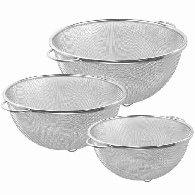 Nagao Tsubamesanjo Colander Set, 7.5, 8.7, 9.8 inches (19, 22, 25 cm), 18-8 Stainless Steel, Made in Japan