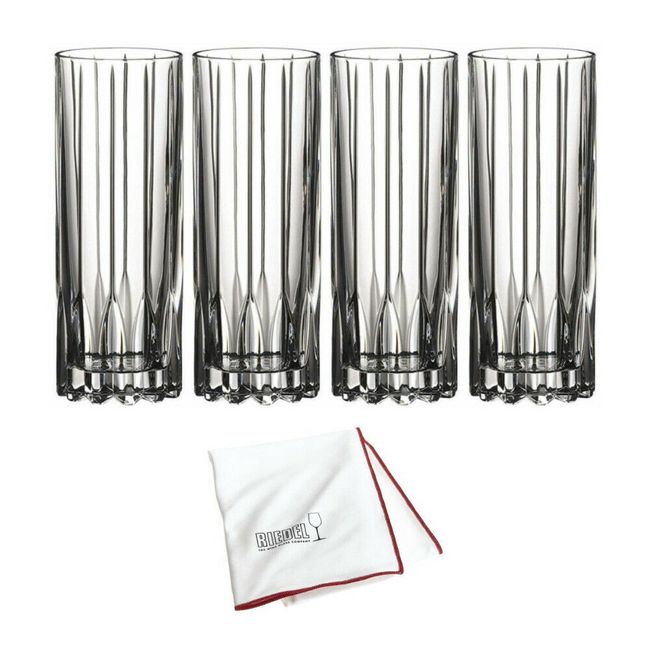 Riedel Drink Specific Glassware Fizz Cocktail Glass Set of 2 with Cloth Bundle