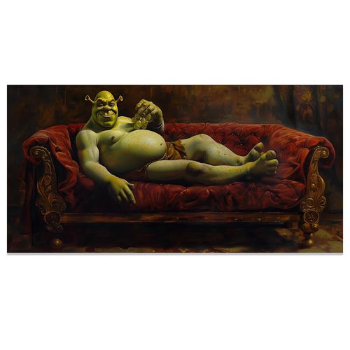 Shrek Reclining: 12x24 Unframed Poster - Comical Shrek Relaxing on Couch - Whimsical Wall Art for Movie Lovers, Fun Decor for Living Room, Bedroom, Dorm, Great Gift for Fans of the Iconic Film