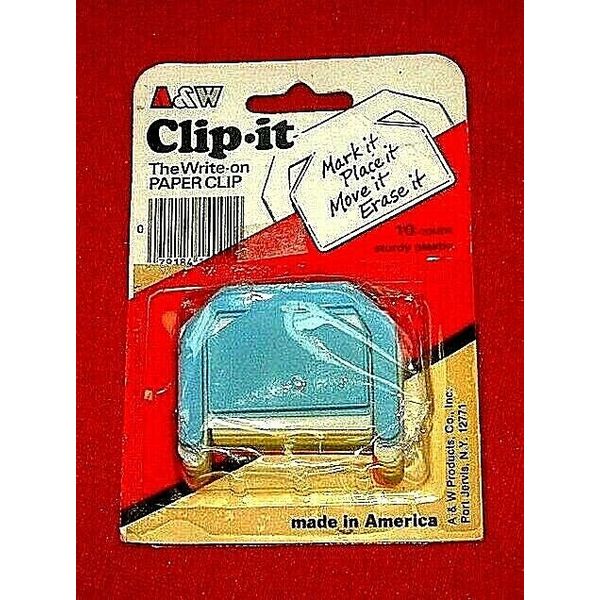 AW Clip It The Write On Paper Clip Plastic Assorted Colors 10ct USA