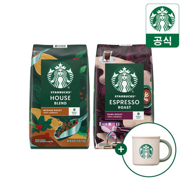 [Directly managed by head office] Starbucks large capacity coffee beans 1.13kg + Starbucks beige siren mug 355ml gift