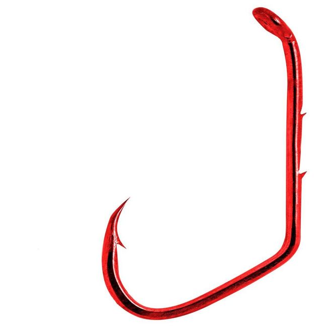 Matzuo Sickle Baitholder Offset Down Eye Hook, Red Chrome, 8 (140062-8)