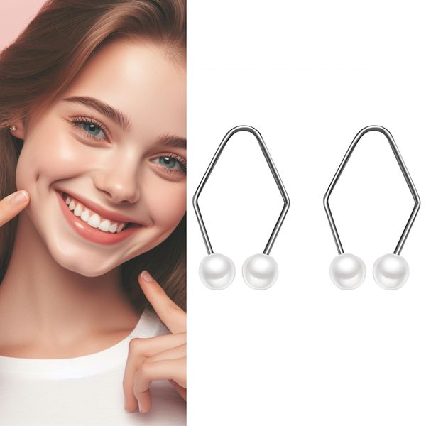 2pcs Dimple Makers For Cheeks, Dimple Trainer For The Face, Mask Maker, Facial Care& Exerciser, Face Lift, Personal Skin Care tools,Develop Natural Dimples devices Gifts for wowen (Pearl)