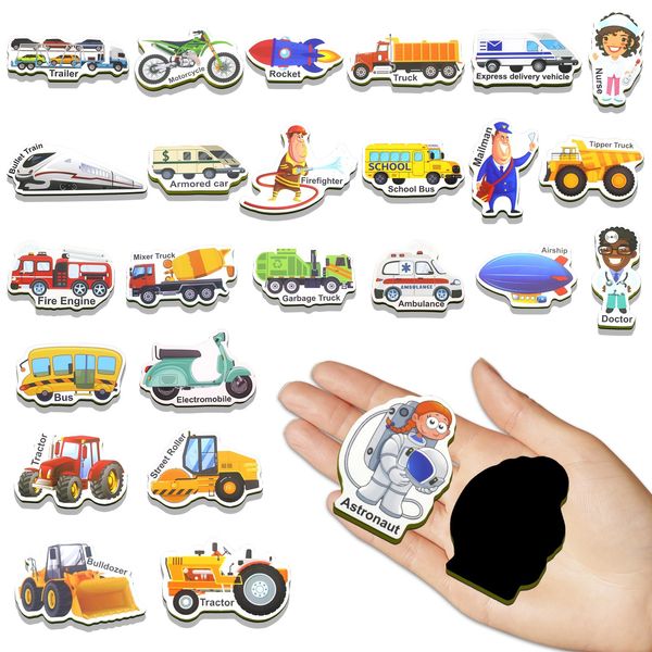 42PCS Foam Fridge Magnets for Toddlers, Vehicle Toddler Magnets Toys, Fridge Magnets for Kids, Refrigerator Magnets for Kids, Magnets for Kids on Fridge, Baby Toddler Magnets for Refrigerator