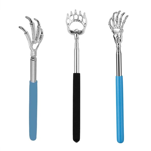 3 PCS Telescopic Back Scratcher Stainless Steel Telescopic Back Scratcher Portable Back Scratcher with Soft Rubber Handles for Men Women and Pets Color Random