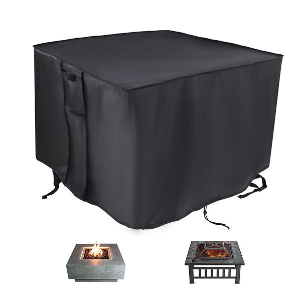 Hohong Fire Pit Cover,76x76x63cm Gas Fire Pit Covers Waterproof Square Outdoor Garden Patio Firepit Cover