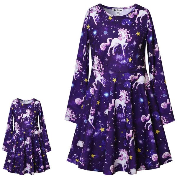 Girl & Doll Matching Dress Unicorn Clothes Long Sleeves Casual Dress 3t 4t