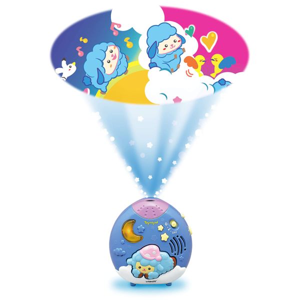 Toy Royal, Gugu Sheep Theater with Melody (Sound Sensor / Night Light), Can Be Attached to Baby Bed (Video Projection/Stand-Type) Baby