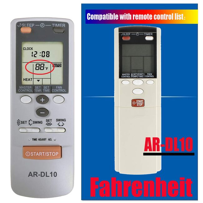 RCECAOSHAN Replacement for Fujitsu Air Conditioner Remote Control for Model AR-DL10 AR-DL12 ASU18C1 ASU18R1 ASU24C1 ASU24R1 ASU30C1 ASU18T ABU22 ABU30 ABU36 (Display in Fahrenheit Only)