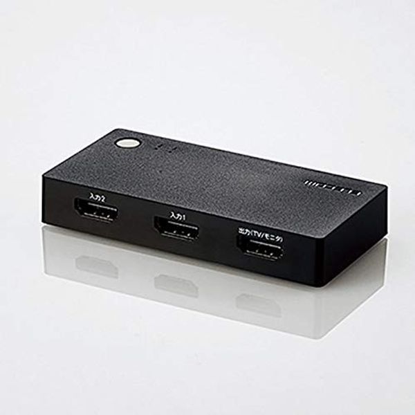 Elecom HDMI Switcher, 2 in 1 Output, No Cable Model, Black