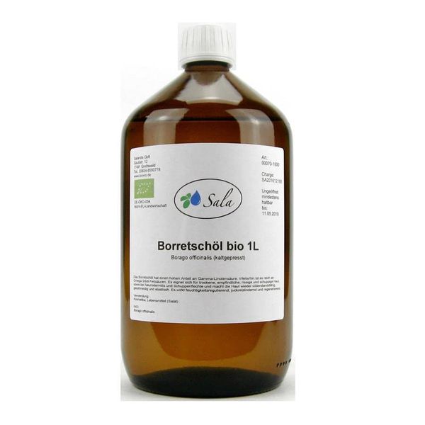 Sala Borretschöl kaltgepresst nativ BIO 1000 ml 1 L Glasflasche