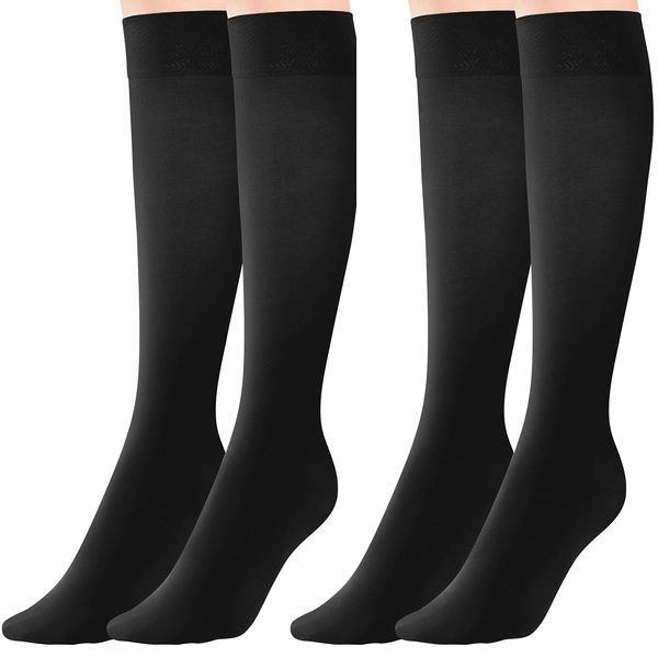 Charme Body Women's Compression Socks, 8.7 - 9.8 inches (22 - 25 cm), Medical, Nurses, Office, Day and Night Use, Osteopathic Supervision, Black 2-Pack